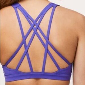 Lululemon Free to be Serene Sports Bra Strappy Yoga Pilates Purple Workout 12